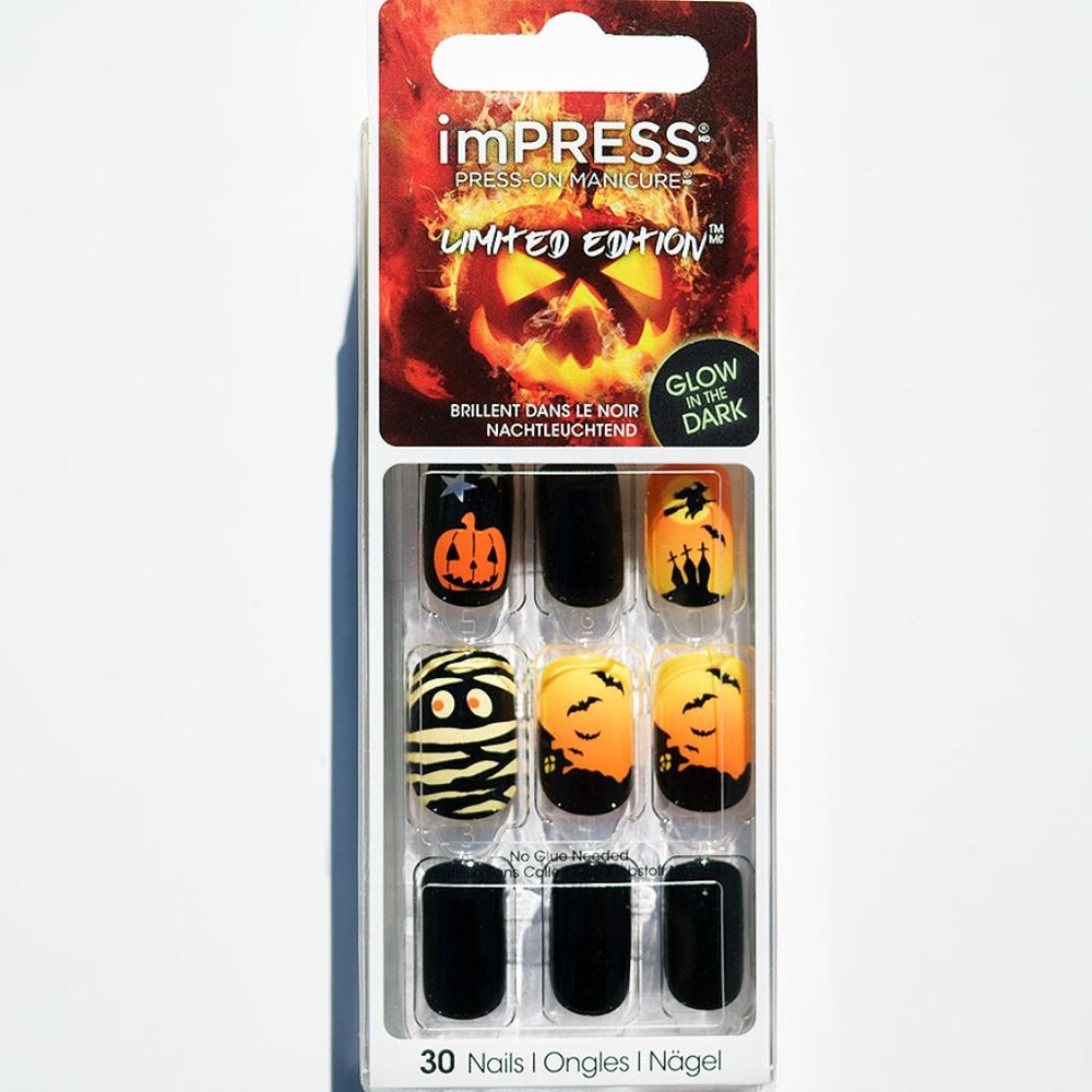 KISS ImPRESS Design Halloween Nails Medium Length - Abandoned